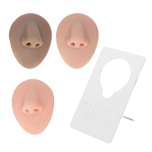 3pcs Silicone Nose Model Set with Acrylic Stand for Piercing & Display 1