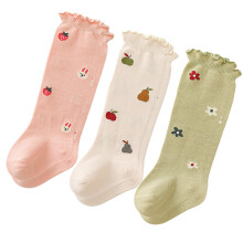 3 Paar Baby-Hochstrümpfe aus gekämmter Baumwolle, kniehohe Socken für Säuglinge 0-6 Monate