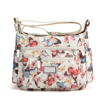 Bolsa transversal feminina leve e impermeável em nylon, com vários bolsos e fechamento em zíper. Bolsa de ombro sofisticada com alça de