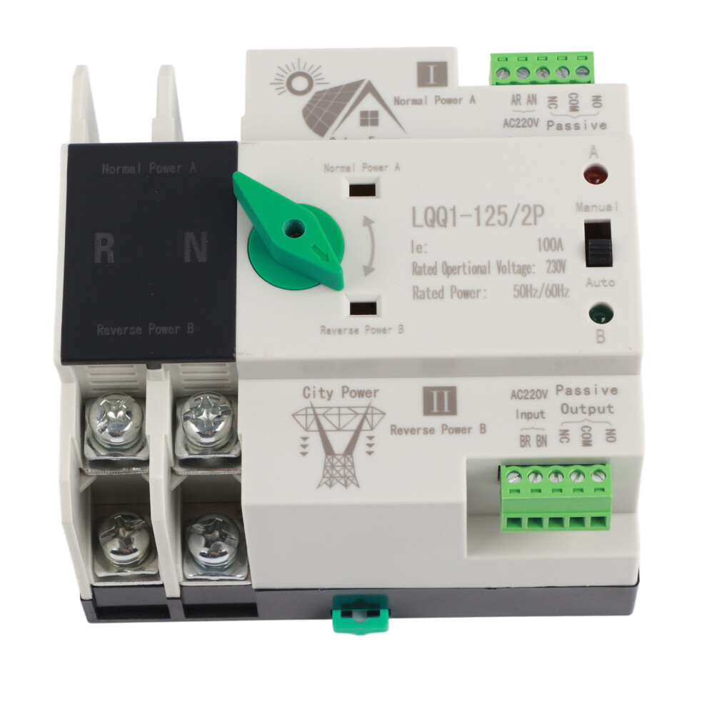 Dual Power Auto Transfer Switch 2P 100A Mc4 Circuit Fast Controller 230V 8241372152221