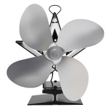 (Gray) 4-blade Fireplace Blower Star Energy-saving Thermodynamic Fan