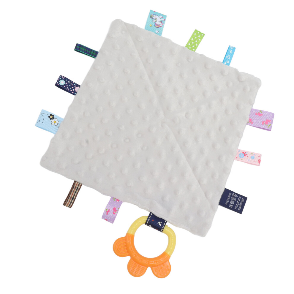 Baby Snuggle Blanket 25x25cm Plush Silicone Sensory Teether Colorful Tags