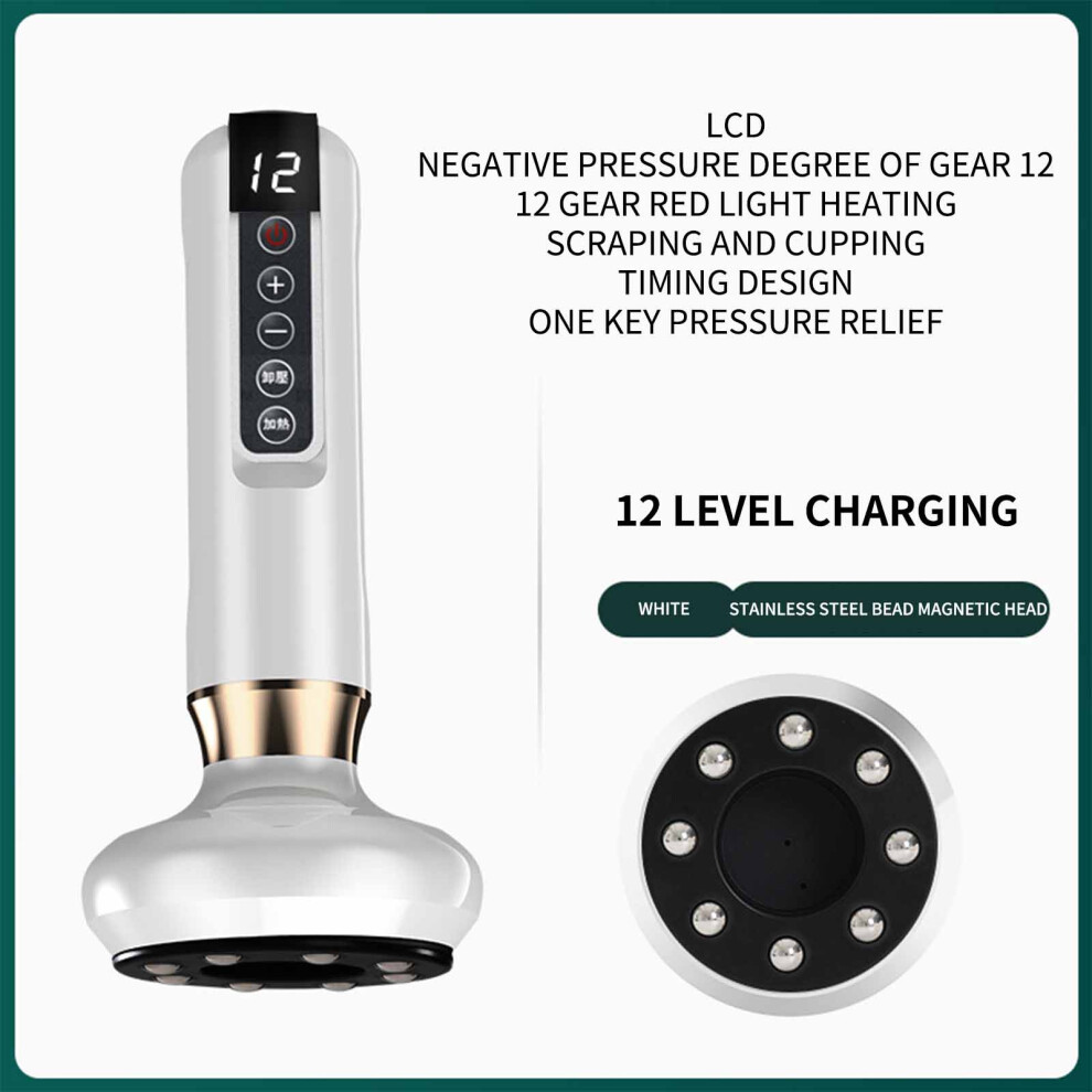 (White) Intelligent Negative Pressure Cupping Massage Instrument Scraping Instrument Vibration Brushing Beauty Instrument