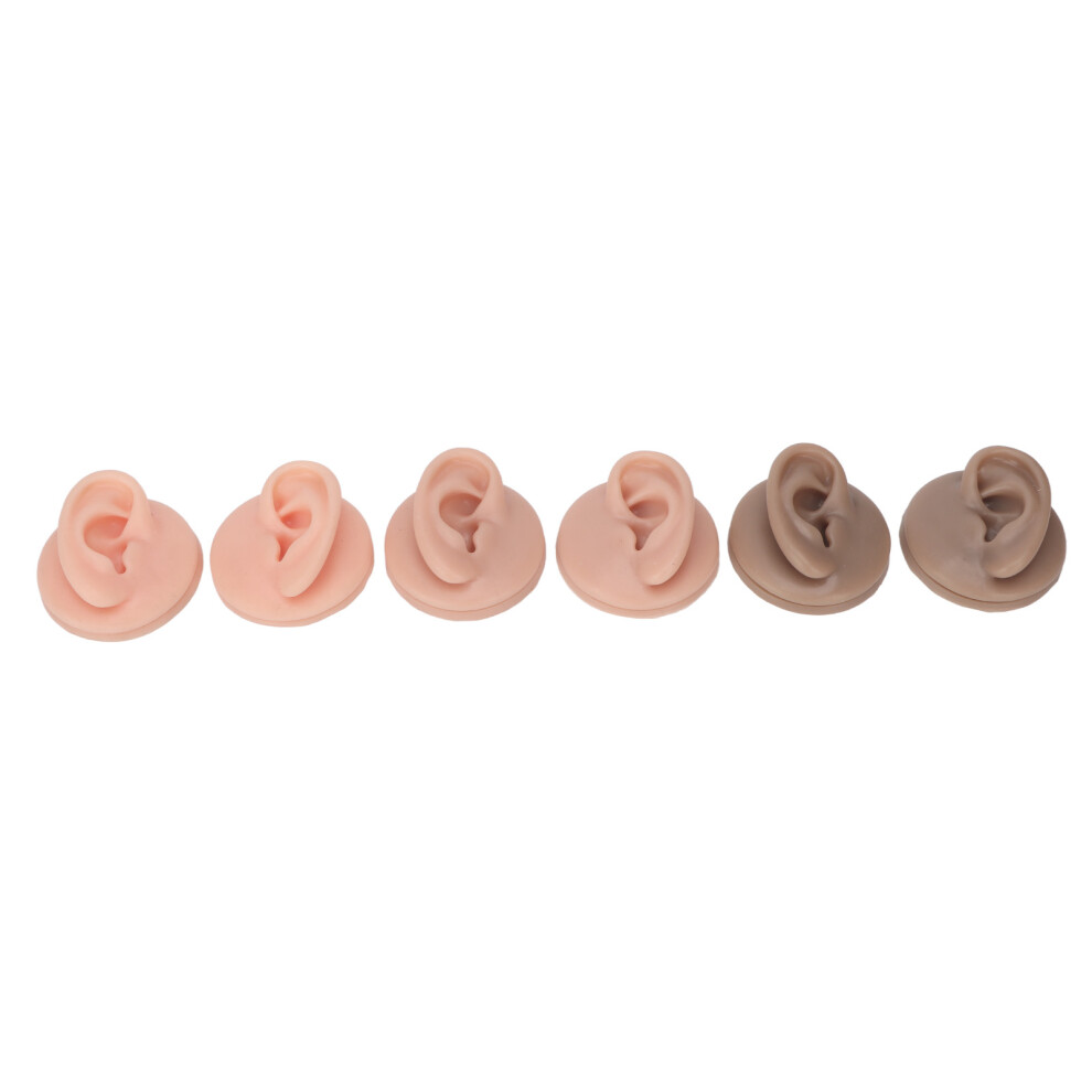 3 Pairs Soft Silicone Ear Models for Piercing Practice and Earring Display