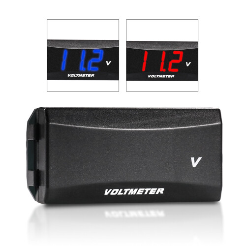 Motorcycle  LED Digital Voltmeter Monitor Panel Meter Volt Voltage Tester Reverse Connection Protection 12V-80V 1