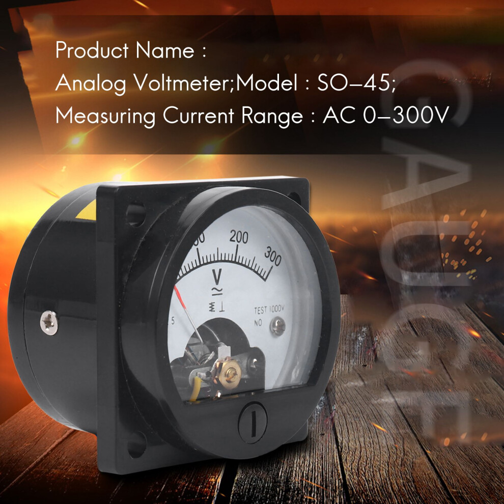 Ac 0-300V Round Analog Dial Panel Meter Voltmeter Gauge Black 6034001599489