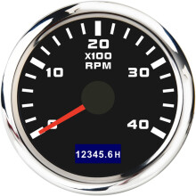 52Mm Zeiger Tachometer 0-4000 U / Min AußEnborder Tachometer 9-32V mit Rotem KilometerzäHler für Hintergrund Beleuchtung für Autos und Schiffe