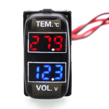 Auto Digitaler Spannungsmesser Temperatur Anzeige 2 in 1 Spannung Temp LED Anzeige Messer für