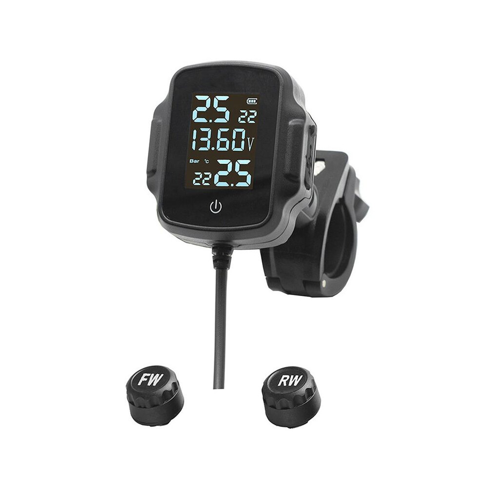 Motorcycle Tpms Motorbike Tire Pressure Monitoring System Tyre Temperature Alarm System With Qc 3.0 Usb Charger 4713334272406