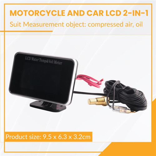 2 in 1 Car LCD Digital Gauge Voltage Pressure Water Temperature Meter Buzzer Alarm M10 1