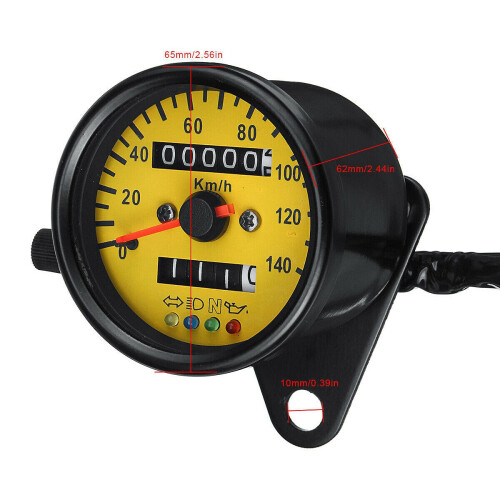 Universal Motorcycle Dual Odometer KMH Speedometer Gauge Meter LED Backlight Tachometer 2