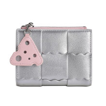Pocket Wallet Woven Credit Card Holder for Girl Women-Silver