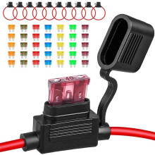 10Pack Inline Fuse Holder 12V,12 AWG Waterproof Fuse Holder with 35Pcs (5A/7.5A/10A/15A/20A/30A/40A) Standard Car Fuses