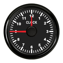 0-12 Hours Meters 2 Inch 52mm Clock Gauges with Red Backlight Instrument Show Clock Meters for Car Boat Yacht RV 9-32V C