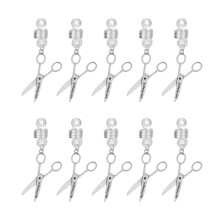 Gemakkelijk te combineren decoratieve kralen, stijlvolle baardsieraden voor mannen en vrouwen, hanger met schaar- en veermechanisme van legering,