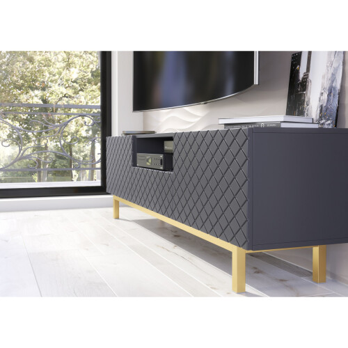 TV Unit 180cm Diamond Luxe - Dark Grey 2
