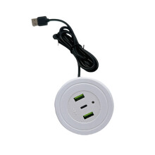 3-poorts USB-bureaugat Rond desktoplaadstation USB Type C-Wit