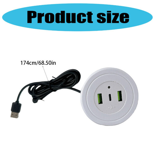 3-poorts USB-bureaugat Rond desktoplaadstation USB Type C-Wit 1