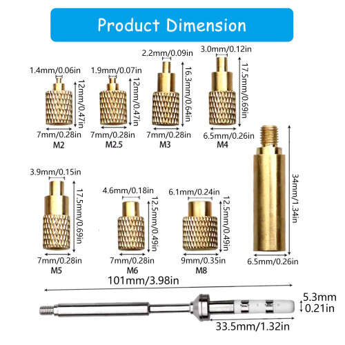Heat Set Insert Tool Kit voor 3D-printerreparatie- en 2