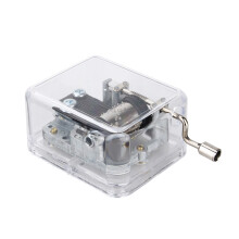 Musical Box with Hand Crank, High Quality Acrylic Material, 18 Note Silver-Plating Movement, Handcrank Music Box for You to Make Music Yourself, Mini