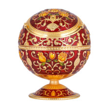 Scrumieră decorativă cu ornamente artizanale, tavă metalică pentru fumat cu model dragon și capac, design portabil cu bilă rotundă rezistentă