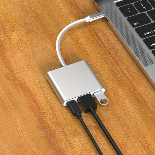 Aluminium USB-C-Dockstation 3-in-1 4K HD 5Gbps Hub 2