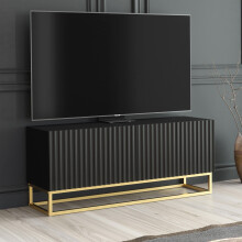 TV Unit 100cm Ripple - Black with Fluted Doors