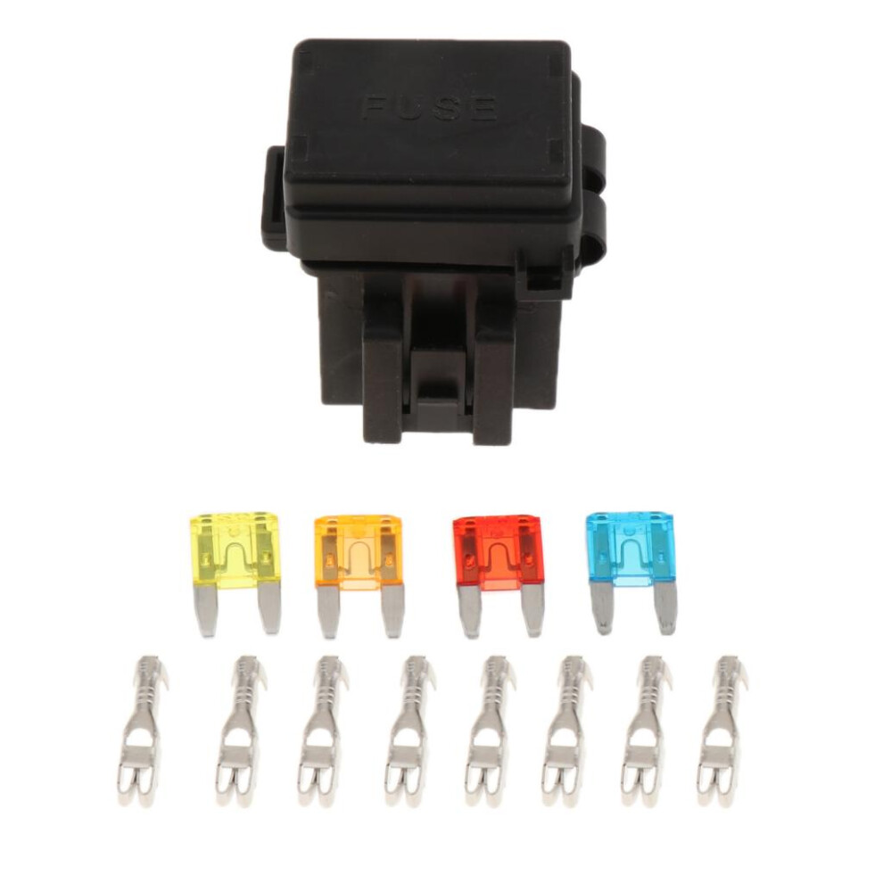 Automotive 4 Way Fuse Holder Box + 1 Relay Socket For Truck/Suv/Traile 6901423037670