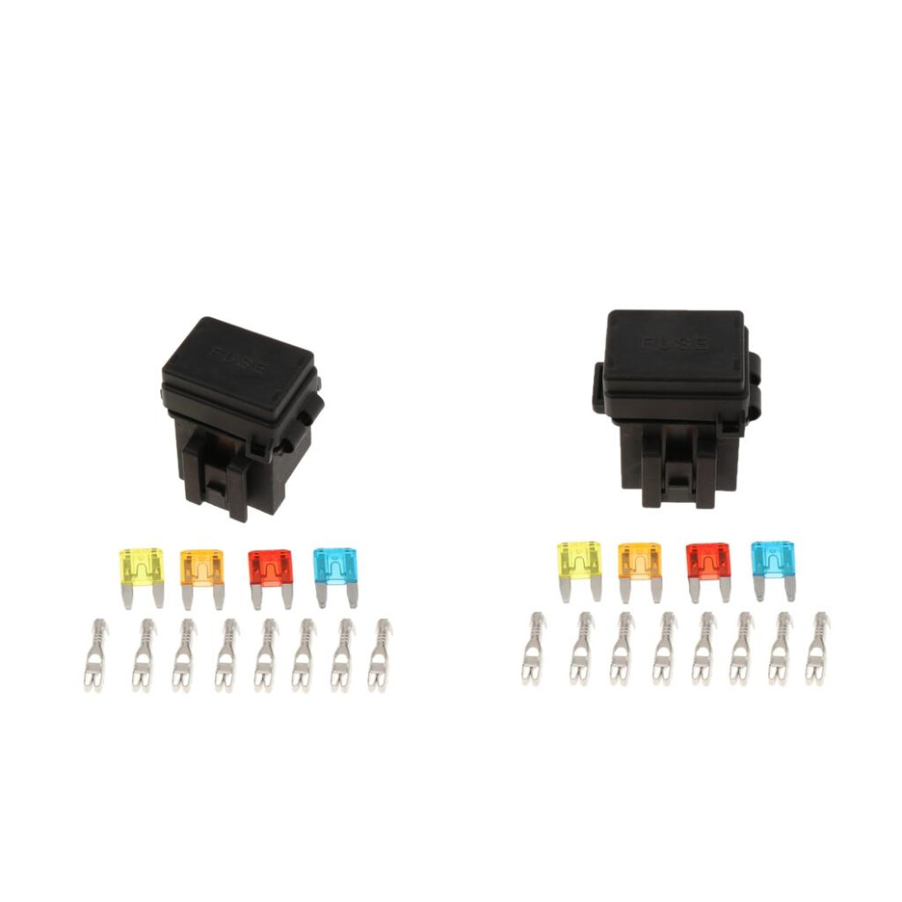 2X Automotive 4 Way Fuse Holder Box + 1 Relay Socket For Truck/Suv/Tra 6901423037663