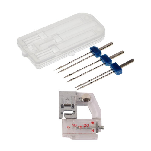 3pcs Sewing Machine  Double Twin Needles + Adjustable Bias Binder Foot 1
