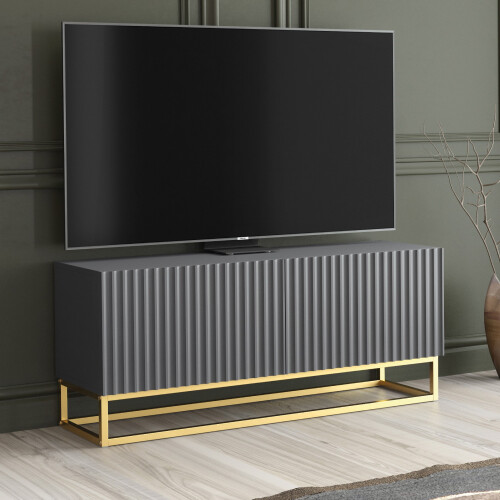 TV Unit 100cm Ripple - Dark Grey with Fluted Doors