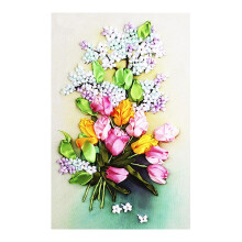 Ribbon Embroidery Kits DIY Tulip Flower Painting Kit Stamped Cross Sti