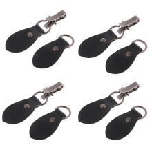 4 Sets Black Leather Toggle Buttons Silver Metal Hook Duffle Coat Fast