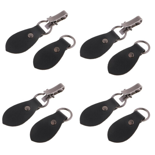 4 Sets Black Leather Toggle Buttons Silver Metal Hook Duffle Coat Fast