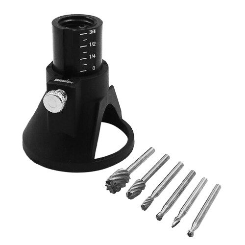 Rotary Multi Tool Cutting Guide Attachment Kit HSS Router Drill Bits 2