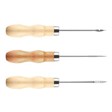 3x Sewing Awl Punching Wood Handle Needle for Candle Making Canvas
