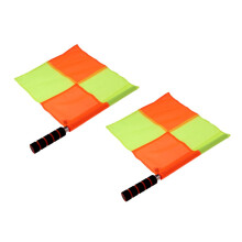 2pcs Soccer Football Linesman Referee Checkered Flag Sports Training F