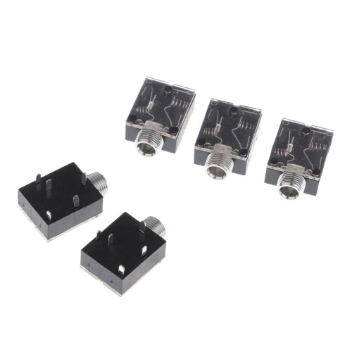 5Pcs Plastic PCB Mount 5-Pin Stereo 3.5mm Socket Audio Connector 2