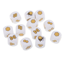 12 Pieces White Printed Wooden Dices Craft Home Decorations Party Game
