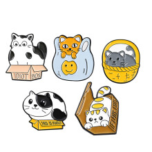 5 Pieces Cartoon Cat Enamel Brooches Jewelry Pins Badge for Bag Shirt