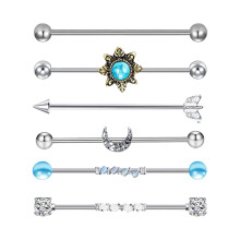 6x Industrial Barbell Earrings Cartilage HELIX Piercing Jewelry for Gi