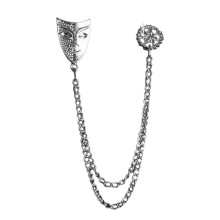Mask Men Suit Chain Brooch Fashion Statement for Wedding Tuxedo Shirts