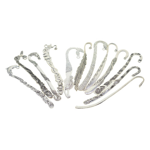 12x Bookmark Flowers Pattern Jewelry Making Pendant with Loop Hook 1