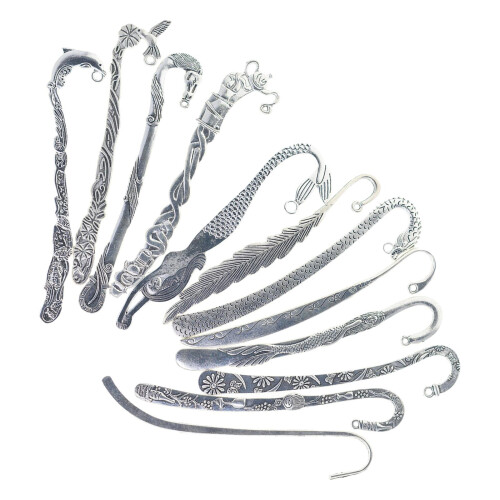 12x Bookmark Flowers Pattern Jewelry Making Pendant with Loop Hook 2