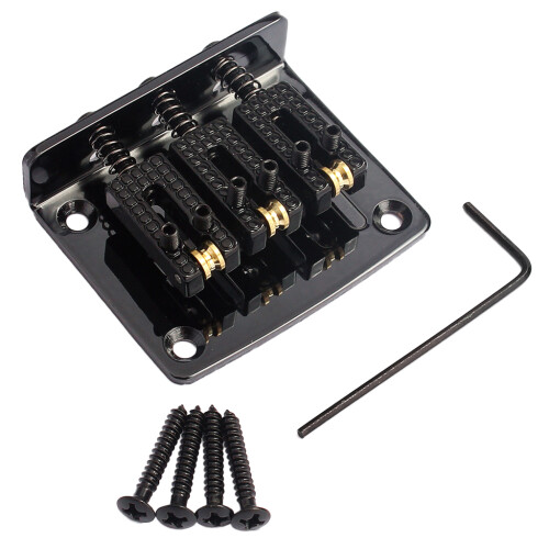 Cigar Box Guitar Parts 3 String Black Hard-tail Adjustable Bridge 1