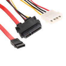 SATA Hard Drive Data Cable Power Cable 2 in 1, 7Pin+15Pin to L4P & 7Pi