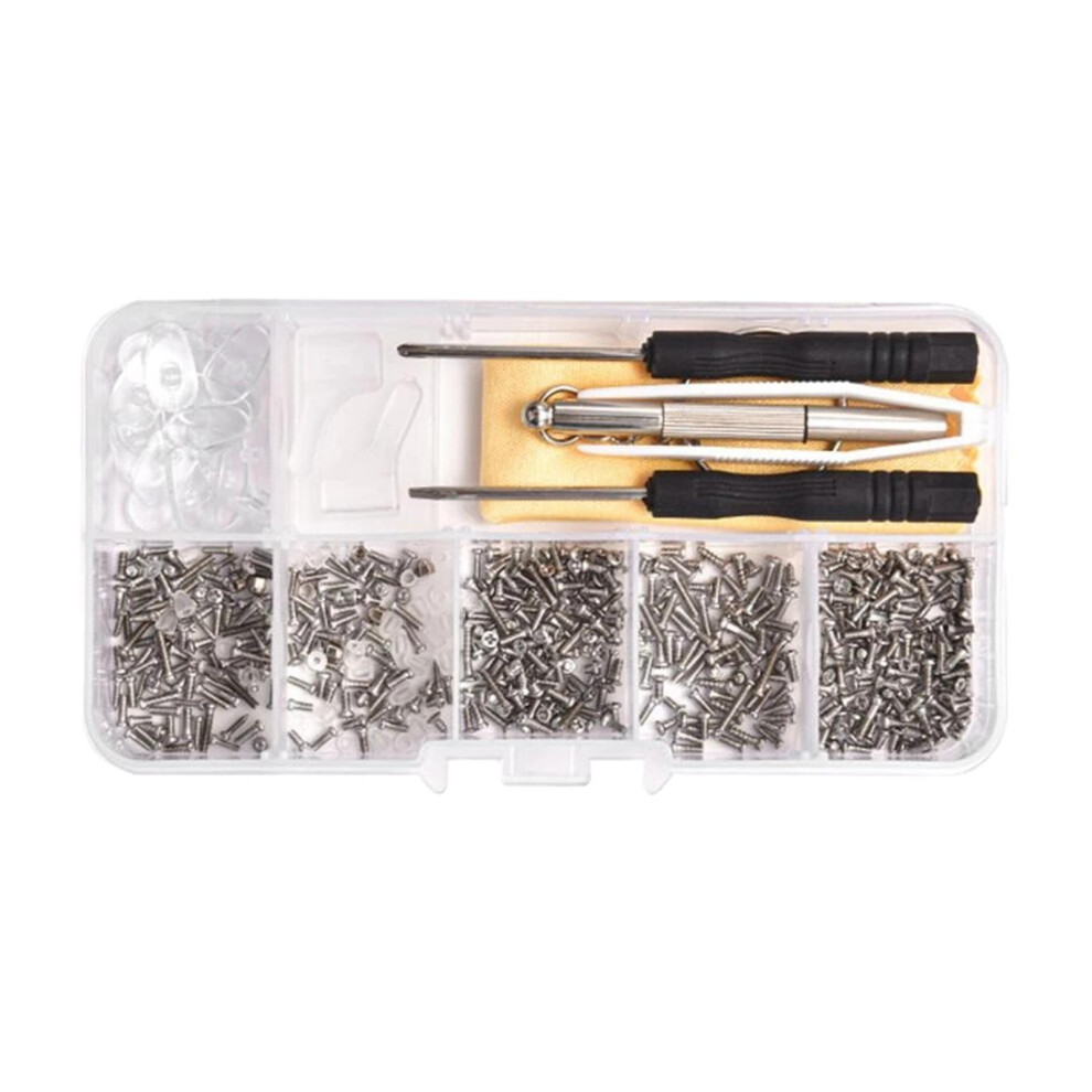 500 Pieces Screws Nuts Eyeglasses Repair Tool Kit Micro Screwdriver Ey