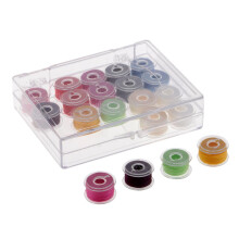 20Pcs Clear Sewing Machine Bobbin Plastic Spools With Threads Storage