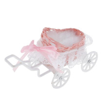 1/12 Dollhouse Minaiture Metal Cart for Room Furniture Accessory Pink