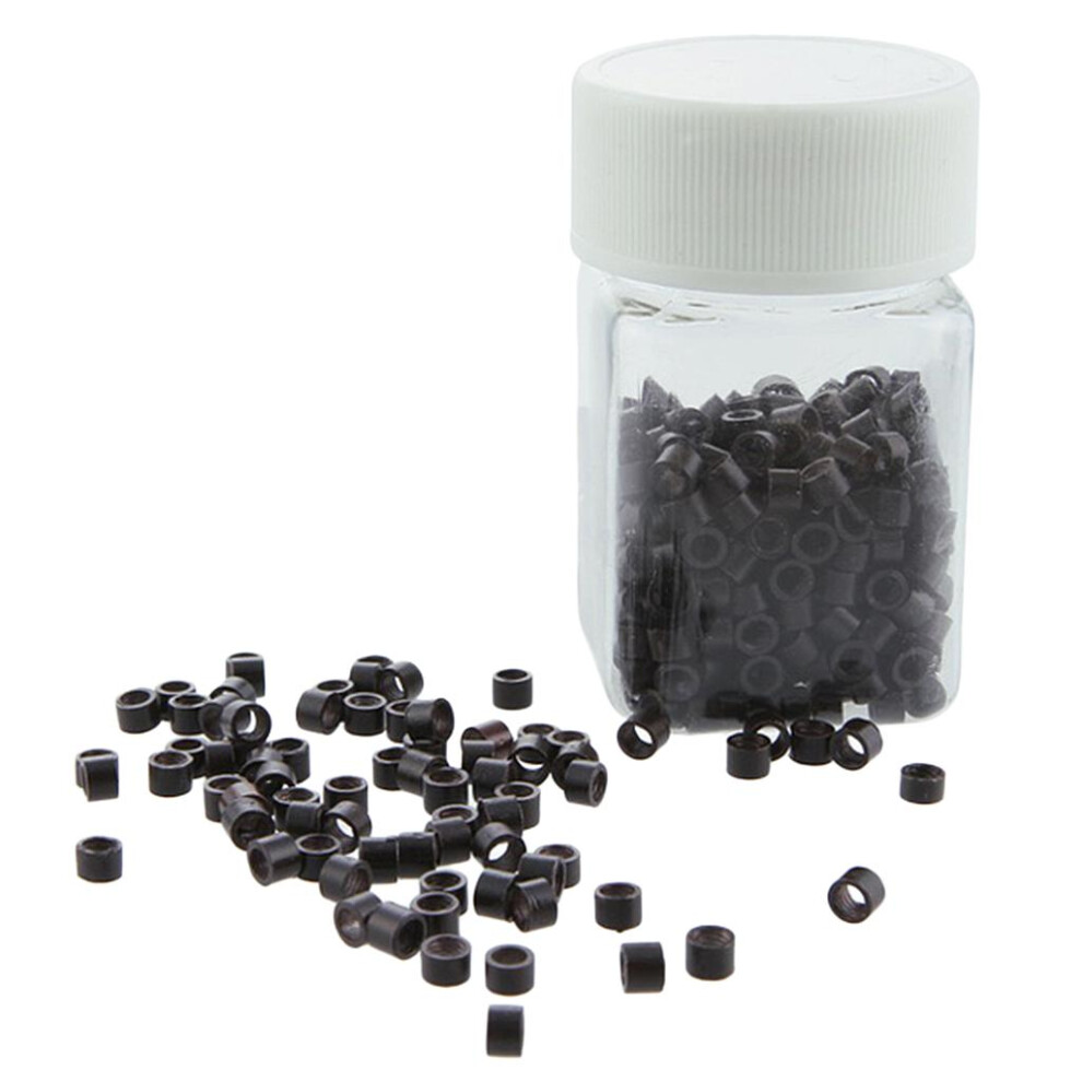 Unisex Black 400Pcs Hair Extensions Wigs Micro Ring Link Tubes